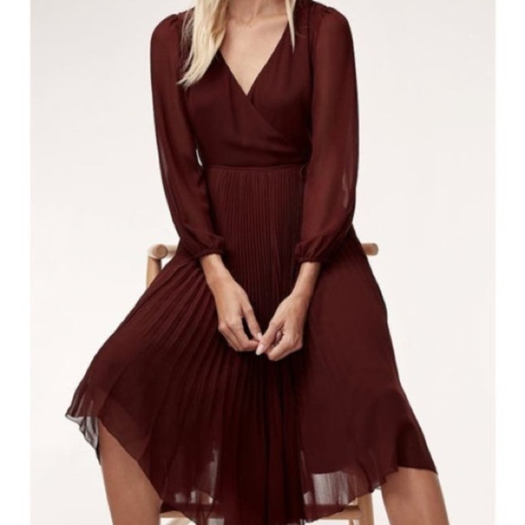 Aritzia Burgundy Midi Dress - Picture 2 of 11